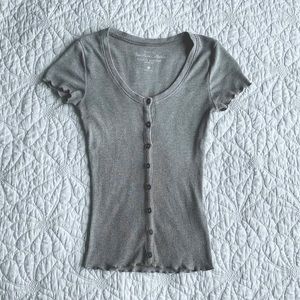 Hollister Ribbed Button Up Tee